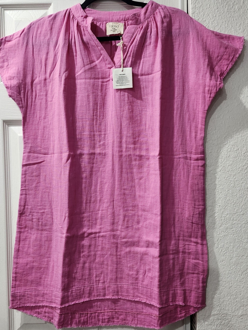 9 Seed Tunisia Littles Lightweight Gauze 8/10 Raw Hem Dress Pink Beach Boho USA